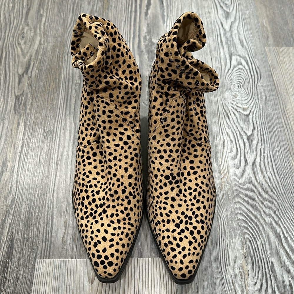 JustFab Cheetah. Slip on, Block Heeled Ankle Boots